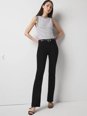 White House Black Market Black High-Rise Skinny Flare Jeans size 8.